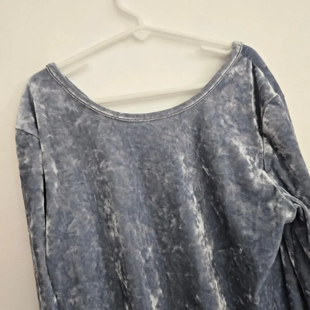 Gap Kids Girl Crushed Velvet Tee Cropped Blue Long Sleeve Size XXL Fall Winter
